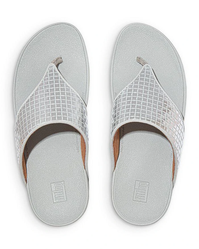 商品FitFlop|Women's Olive Textured Thong Wedge Sandals,价格¥639,第4张图片详细描述