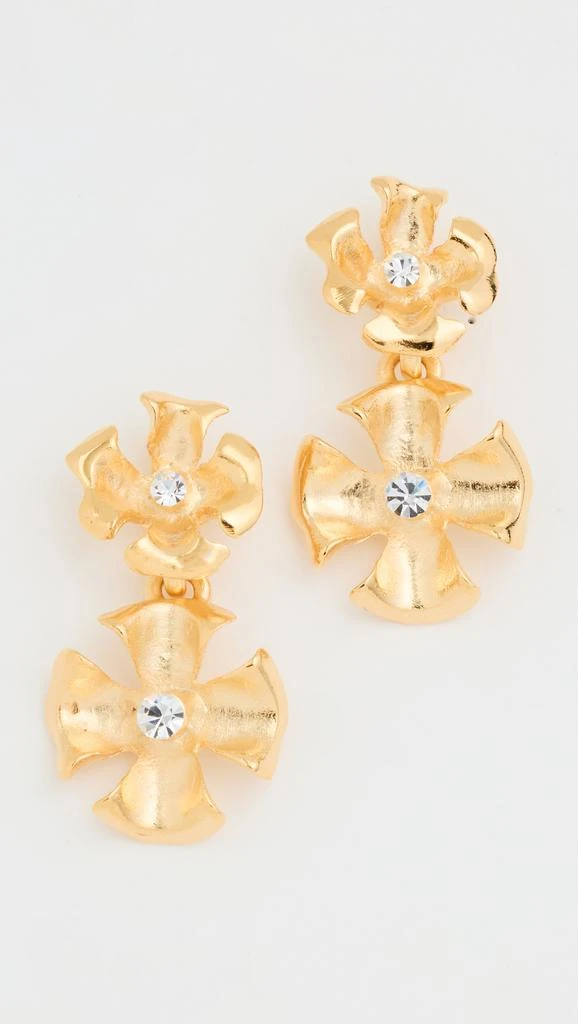 商品Kenneth Jay Lane|Crystal Center Flower Drop Pierced Earrings,价格¥759,第1张图片