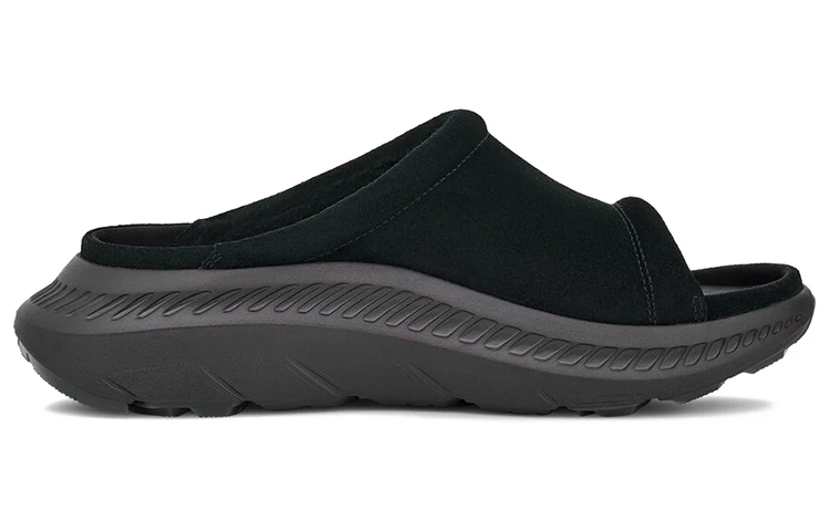 商品[国内直发] UGG|羊毛 橡胶底一字拖鞋 男款 黑色,价格¥368,第3张图片详细描述