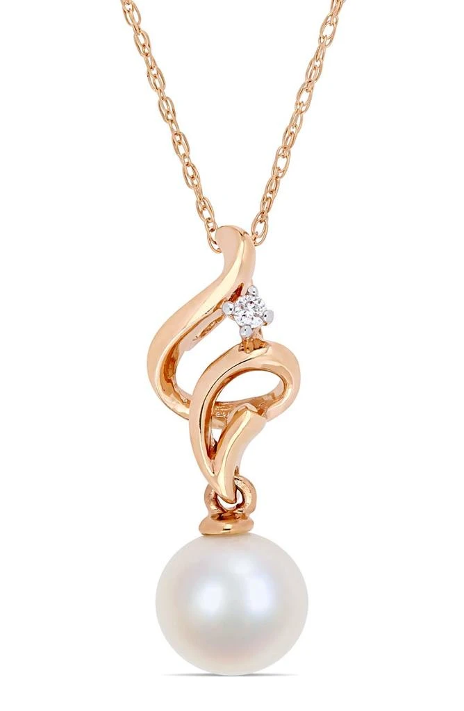 商品DELMAR|Cultured Freshwater Pearl & Diamond Pendant Necklace - 0.02ct.,价格¥2173,第1张图片