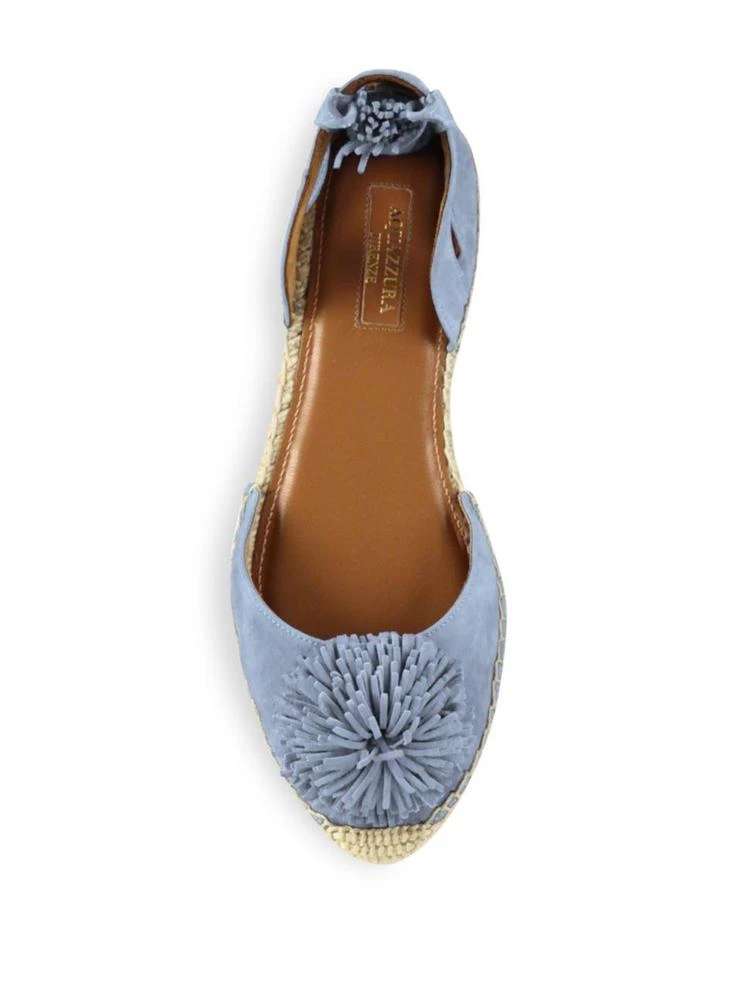 商品Aquazzura|Sunshine Pom-Pom Suede Espadrille Flats,价格¥1784,第4张图片详细描述