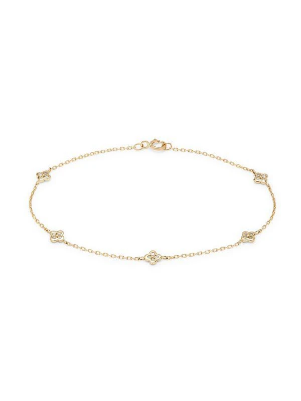 商品Saks Fifth Avenue|14K Yellow Gold & 0.16 TCW Diamond Station Bracelet,价格¥2074,第1张图片