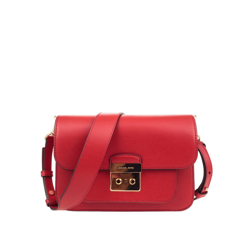 Michael Kors Sloan Editor大号女士牛皮革单肩斜挎包 30T7GS9L3L-BRIGHT-RED商品第1张图片规格展示