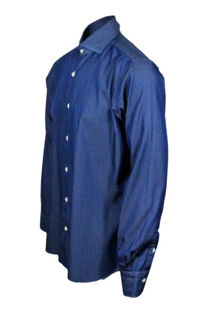 商品BARBA NAPOLI|Dandylife Denim Shirt With Hand-sewn Italian Collar And Mother-of-pearl Buttons,价格¥2034,第2张图片详细描述