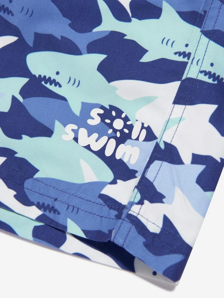 商品Soli Swim|Soli Swim Boys Shark Swim Shorts (UPF50+) in Blue,价格¥154,第4张图片详细描述