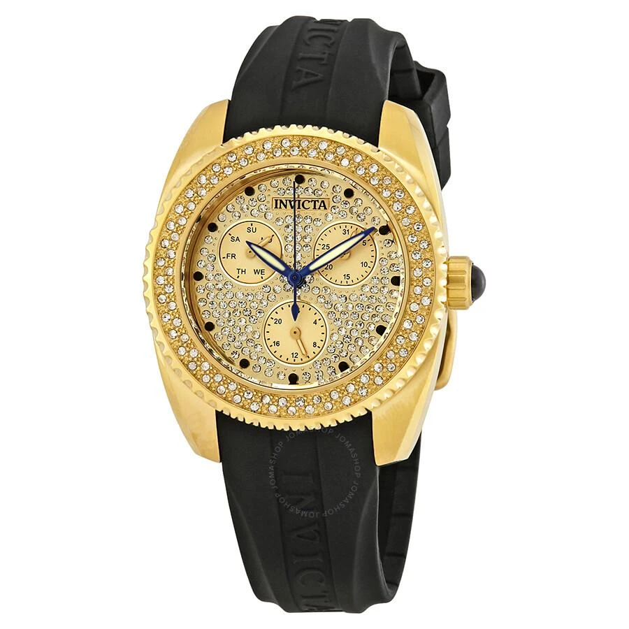 商品Invicta|Angel Crystal Gold Dial Black Silicone Ladies Watch 28485,价格¥482,第1张图片