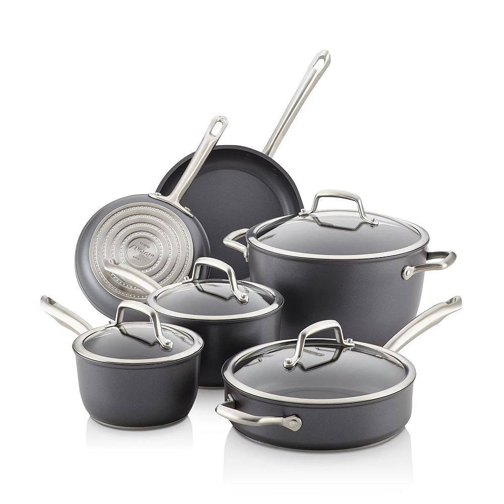 商品Anolon|Accolade Hard-Anodized Precision Forge Cookware Set, 10-Piece, Moonstone,价格¥2612,第1张图片