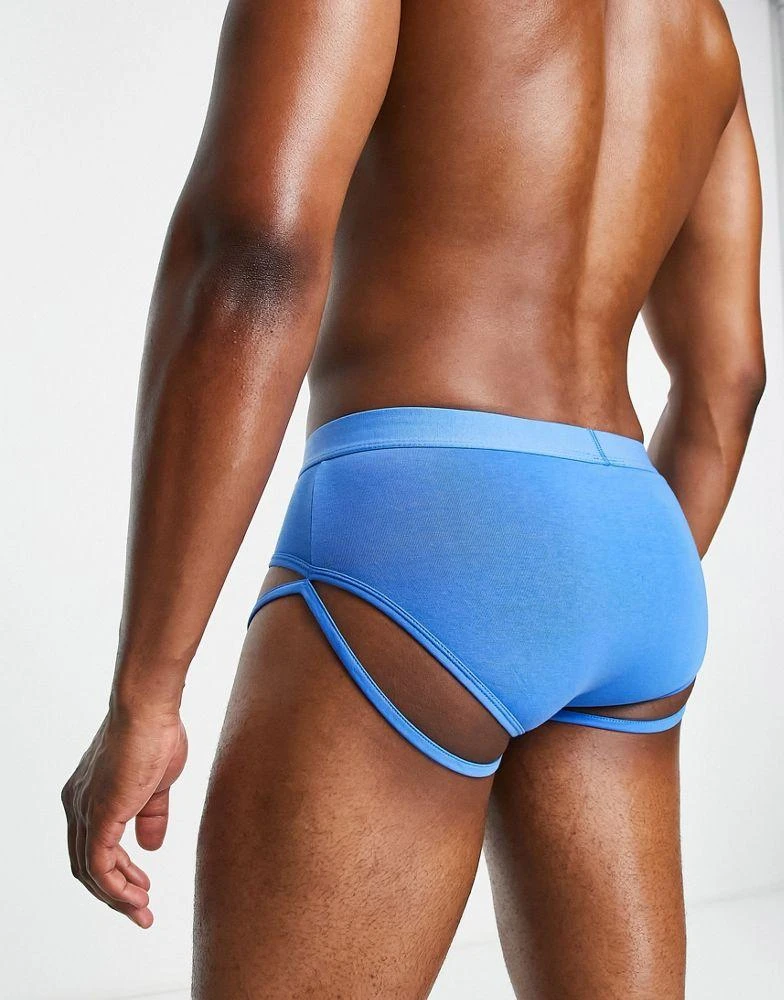 商品ASOS|ASOS DESIGN brief in blue with leg strap detail,价格¥44,第2张图片详细描述