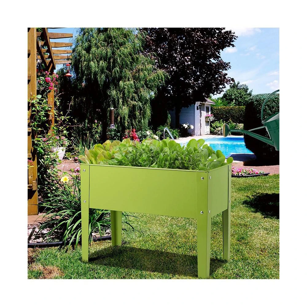 商品Costway|24'' x12'' Outdoor Elevated Garden Plant Stand Raised Tall Flower Bed Box,价格¥422,第2张图片详细描述