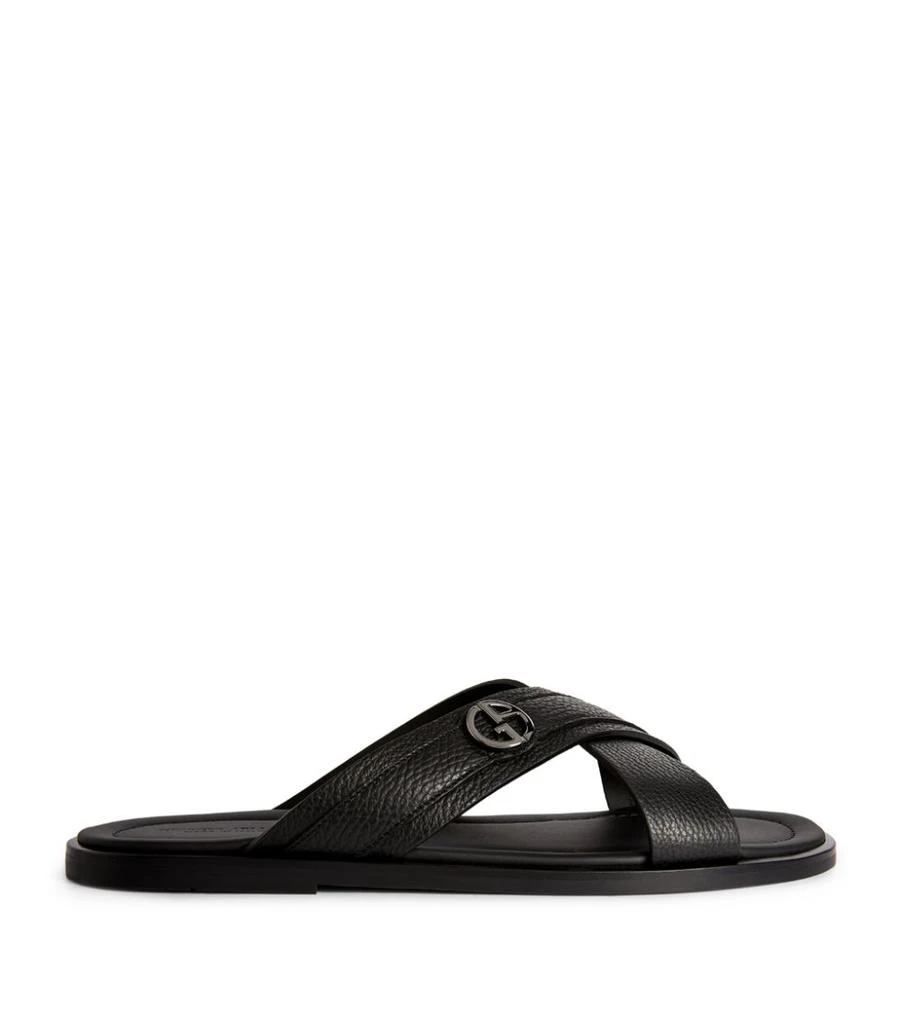 商品Giorgio Armani|Leather Slip-On Sandals,价格¥5187,第1张图片