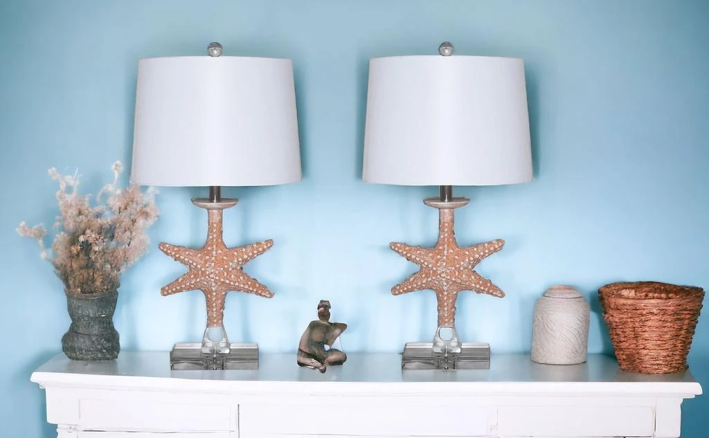 商品Homezia|Set of Two Orange Coastal Starfish Table Lamps,价格¥2107,第1张图片