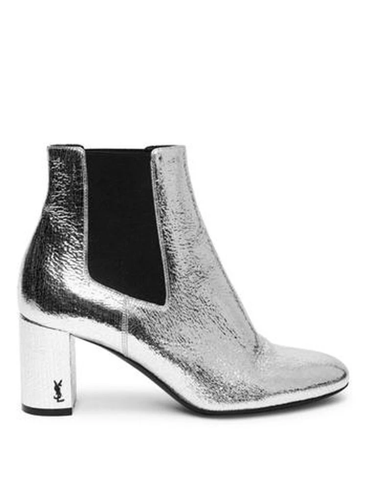 商品Yves Saint Laurent|Saint Laurent - Loulou Metallic Leather Block Heel Chelsea Booties,价格¥2985,第5张图片详细描述