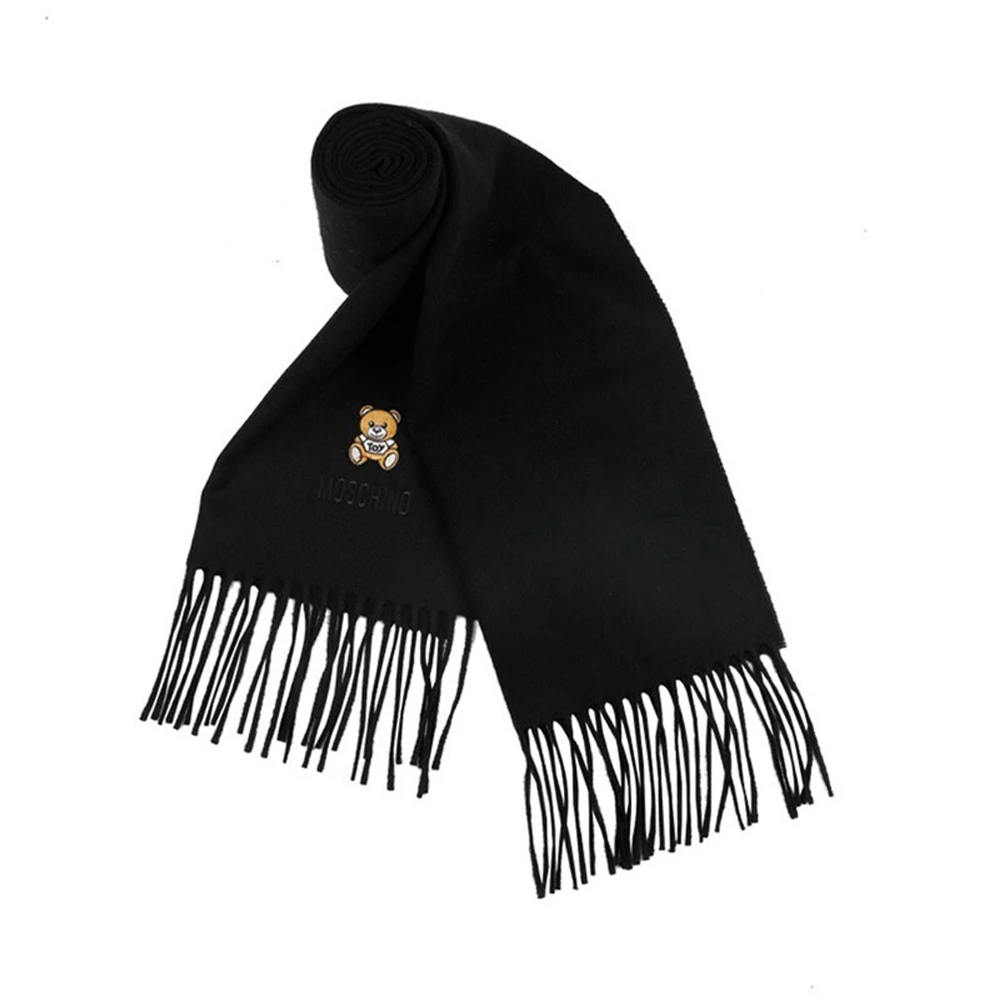 MOSCHINO 女士黑色羊毛流苏围巾 50124-M529-3016 商品