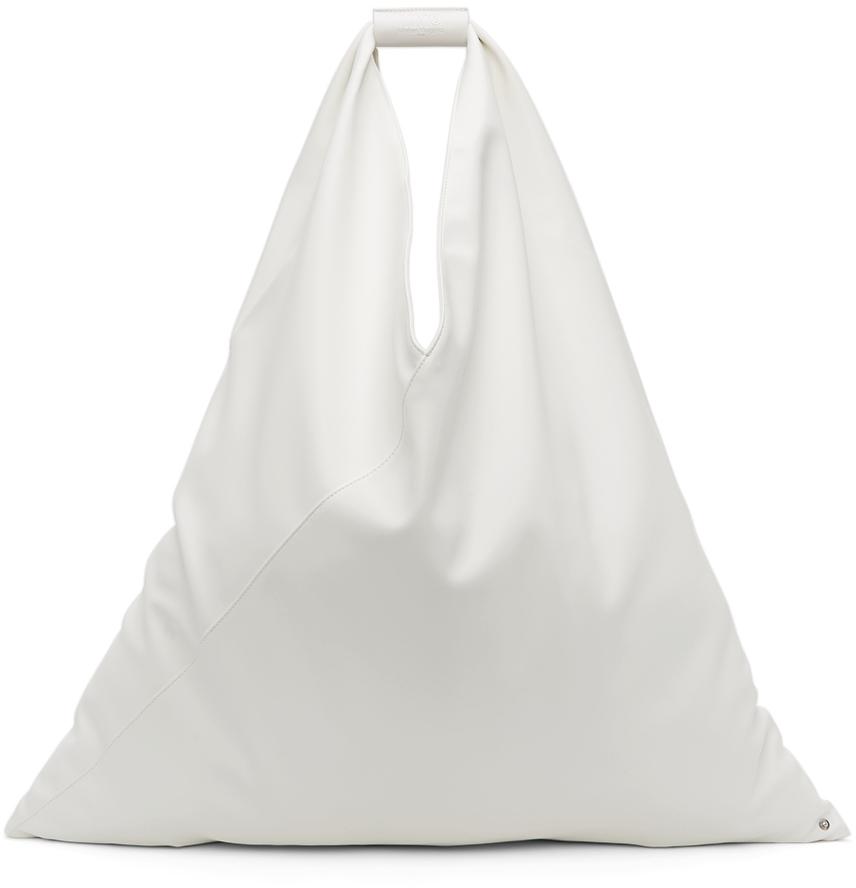 SSENSE Exclusive White XXL Faux-Leather Triangle Tote商品第1张图片规格展示