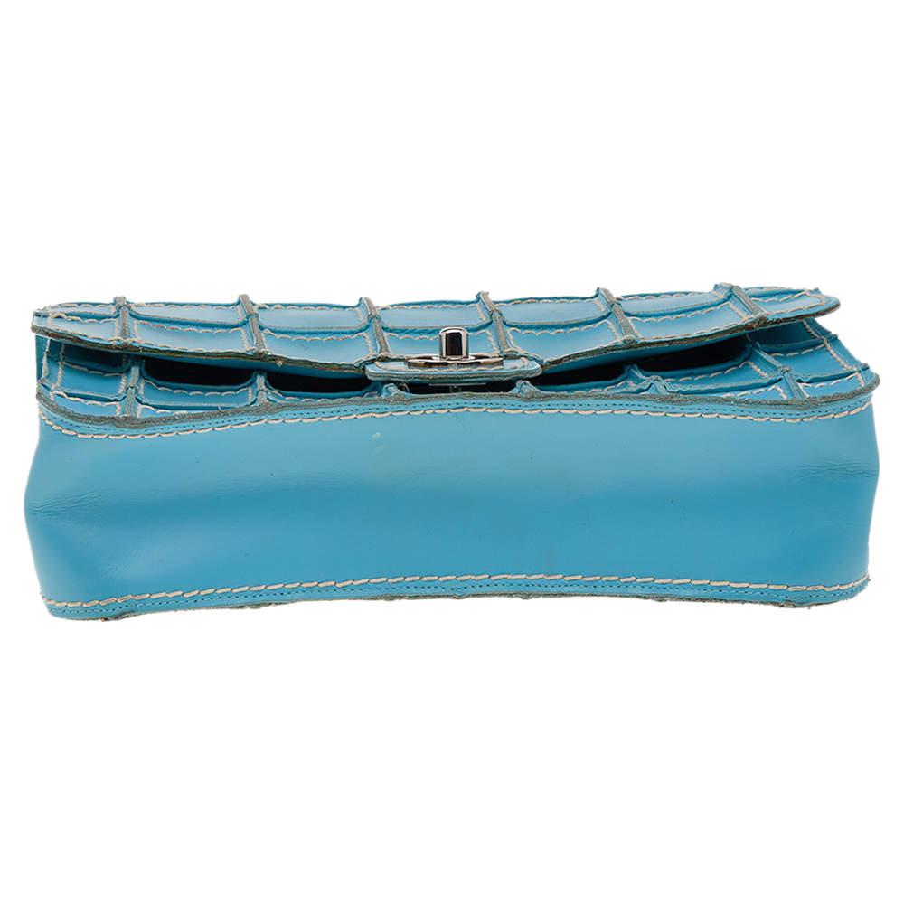 Chanel Light Blue Leather Vintage Square Wild Stitch Bag商品第6张图片规格展示