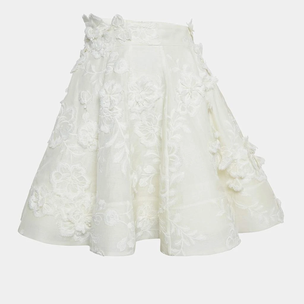商品[二手商品] Zimmermann|Zimmermann White Applique Detail Lenin Flared Skirt M,价格¥3320,第1张图片