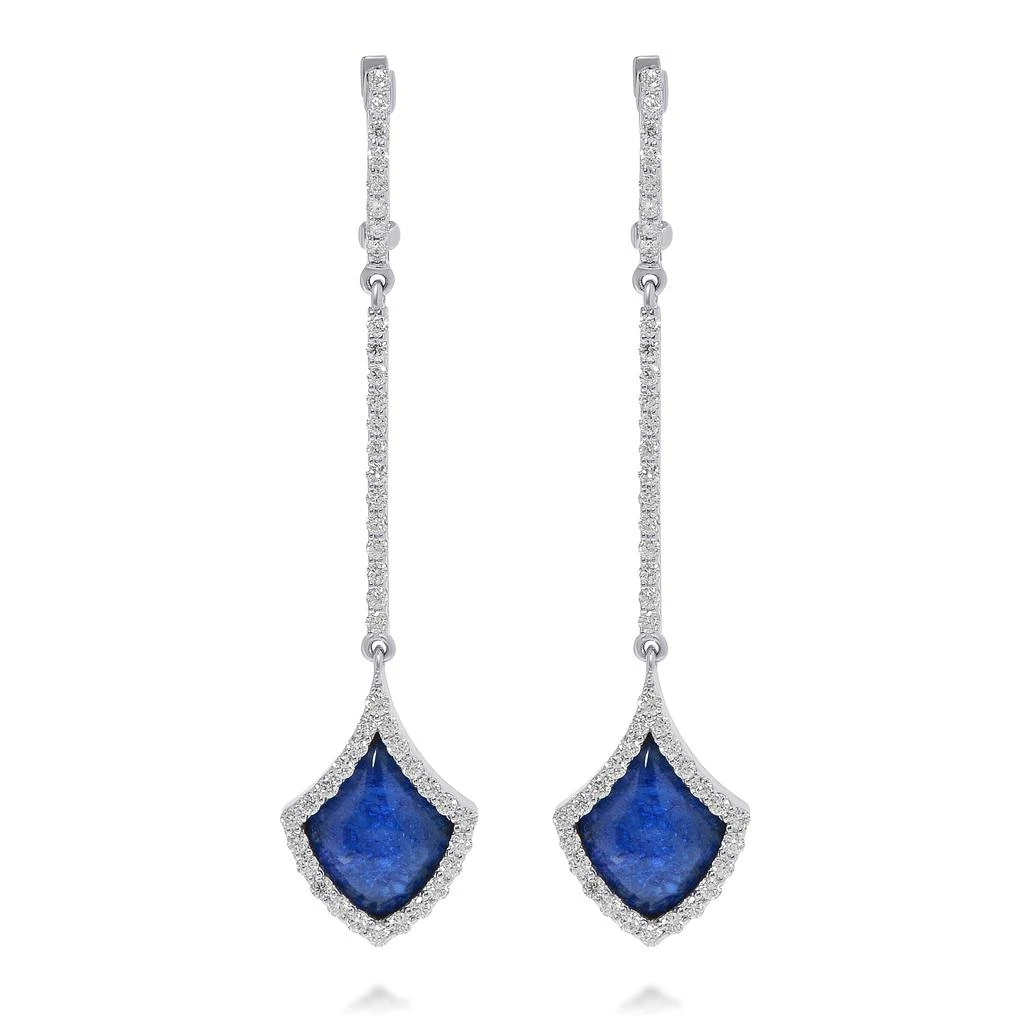 商品Roberto Coin|Roberto Coin Art Deco 18K White Gold, Sapphire 3.35ct.tw., Diamond 0.65ct. tw. and Mother of Pearl 3.35mm Drop Earrings 8882010AWERJ,价格¥23305,第1张图片