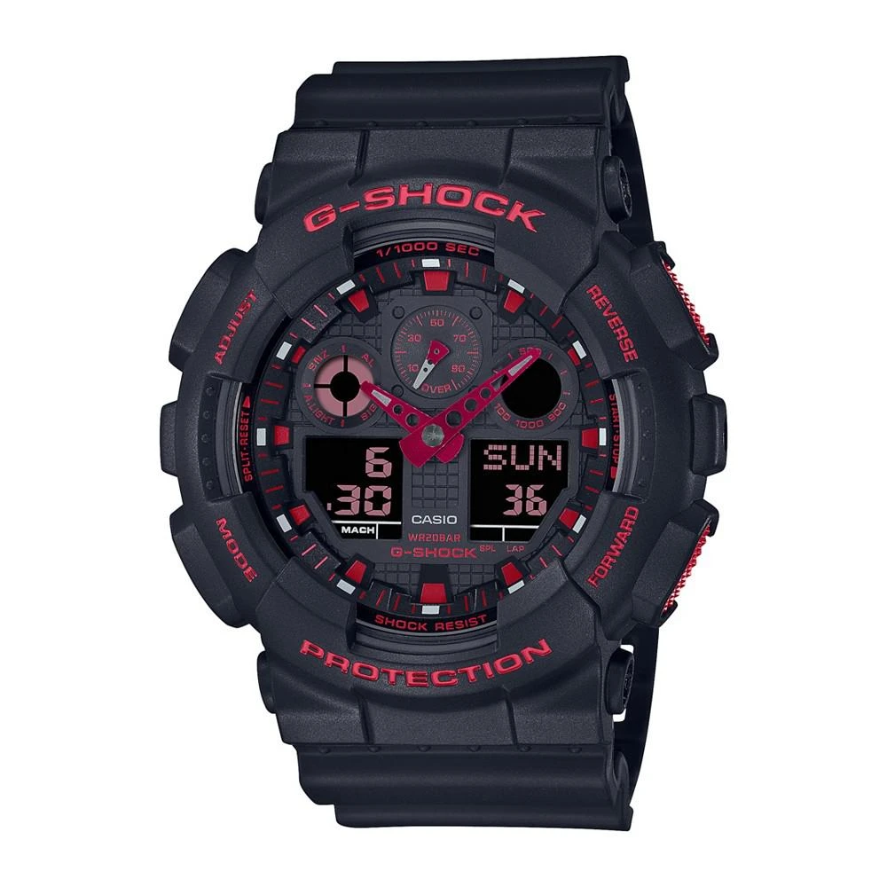 商品G-Shock|Men's Two Hand Quartz Black Resin Strap Ana-Digi Watch, 51.2mm, GA100BNR-1A,价格¥617,第1张图片