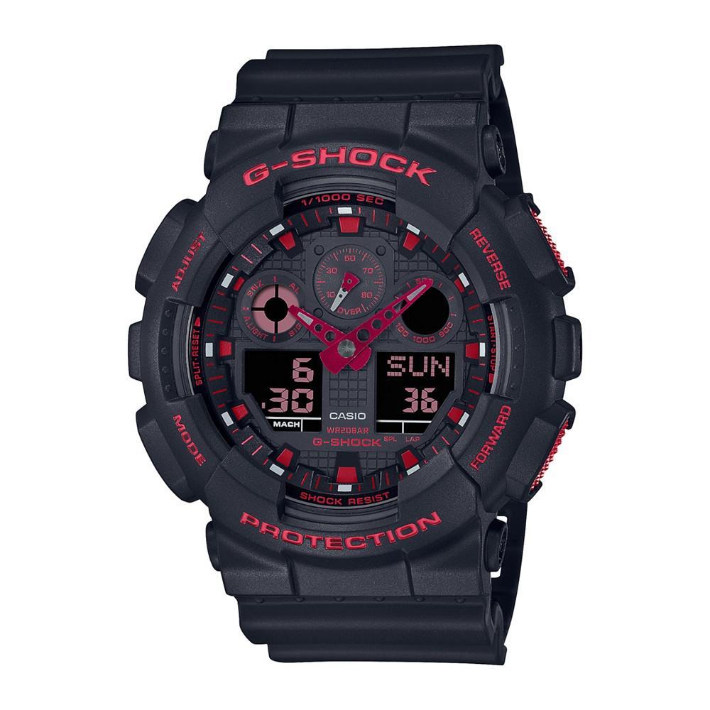商品G-Shock|Men's Two Hand Quartz Black Resin Strap Ana-Digi Watch, 51.2mm, GA100BNR-1A,价格¥812,第1张图片