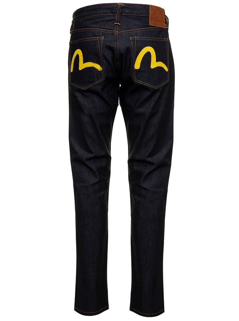 商品Evisu|Evisu Man's Blue Jeans with Yellow Seagull  back Print,价格¥1383,第4张图片详细描述