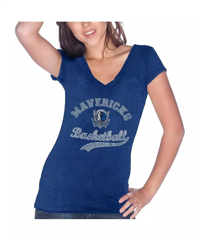 商品Majestic|Women's Threads Dirk Nowitzki Blue Dallas Mavericks Name & Number Tri-Blend T-shirt,价格¥298,第3张图片详细描述