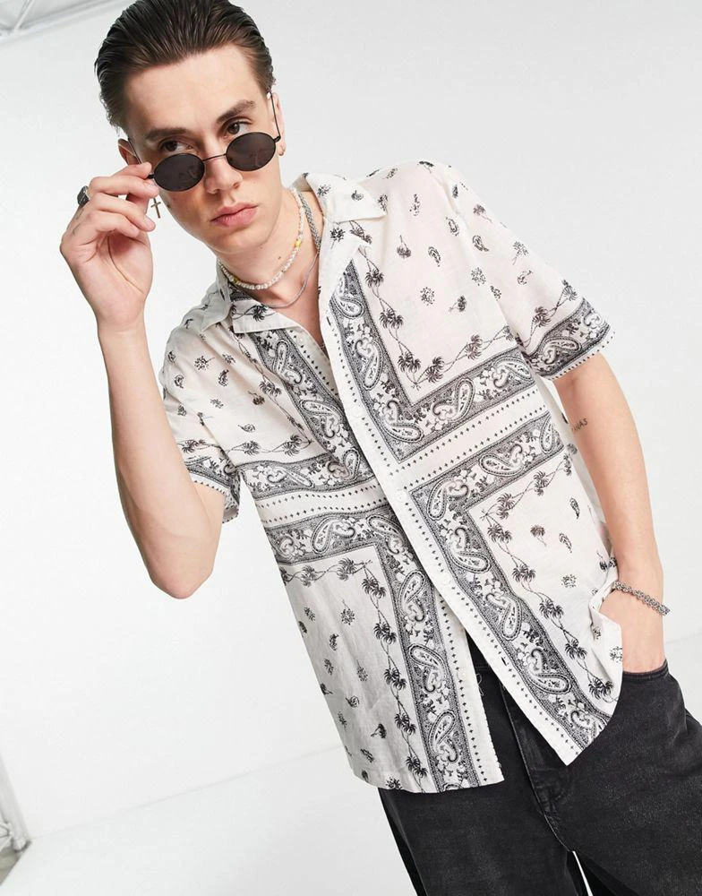 商品ALL SAINTS|AllSaints pima placement print shirt in white,价格¥540,第1张图片