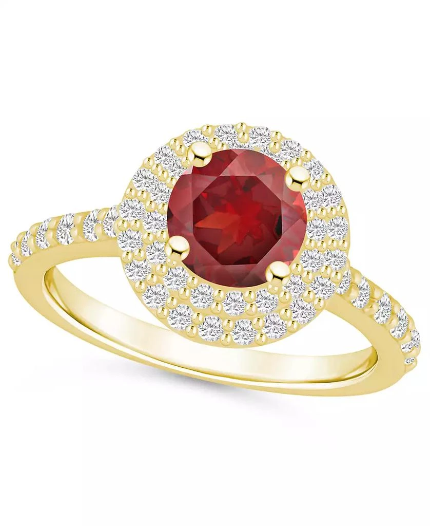 商品Macy's|Garnet and Diamond Accent Halo Ring in 14K Yellow Gold,价格¥36114,第1张图片