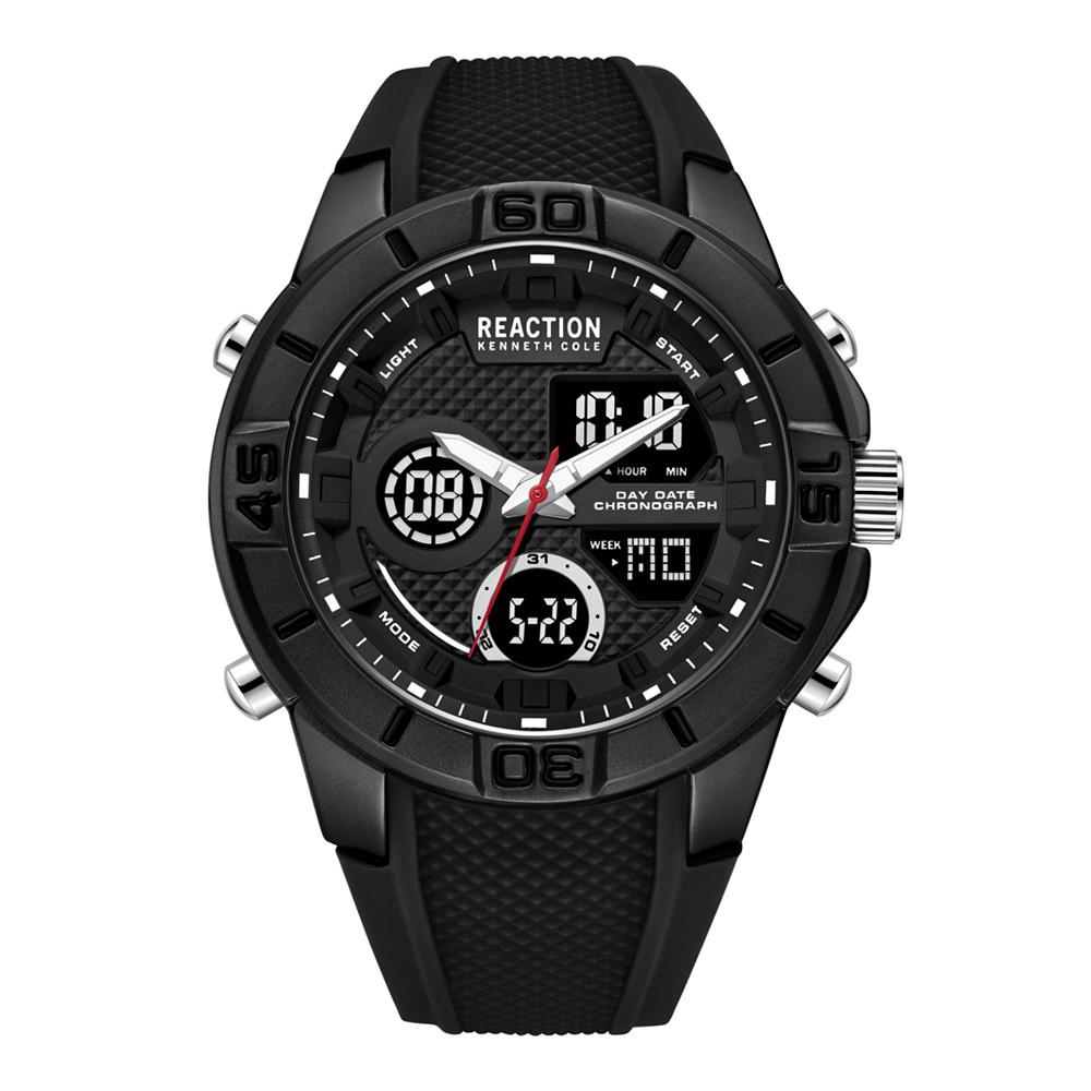 Men's Ana-digi Black Silicon Strap Watch, 48mm商品第1张图片规格展示