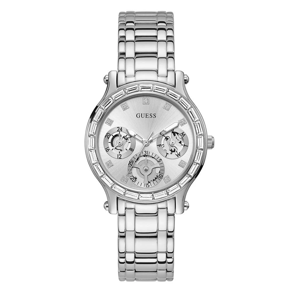 商品GUESS|Women's Silver-Tone Glitz Stainless Steel Bracelet Watch, 38mm,价格¥692,第1张图片