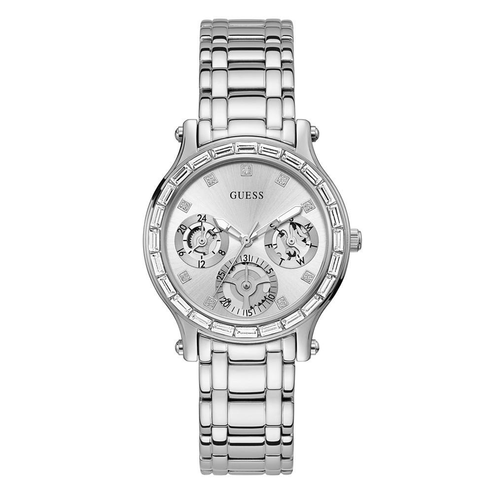 商品GUESS|Women's Silver-Tone Glitz Stainless Steel Bracelet Watch, 38mm,价格¥1295,第1张图片