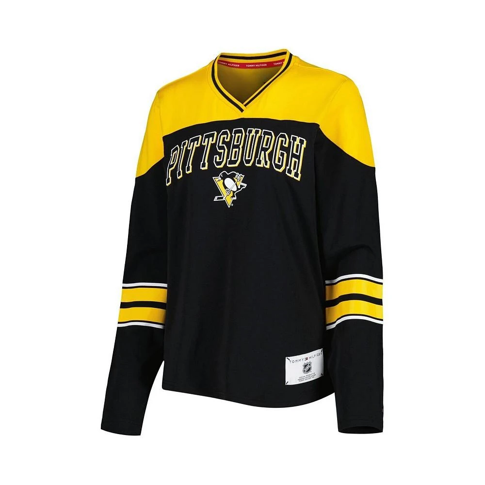 商品Tommy Hilfiger|Women's Black Pittsburgh Penguins Abigail V-Neck Long Sleeve T-shirt,价格¥300,第2张图片详细描述