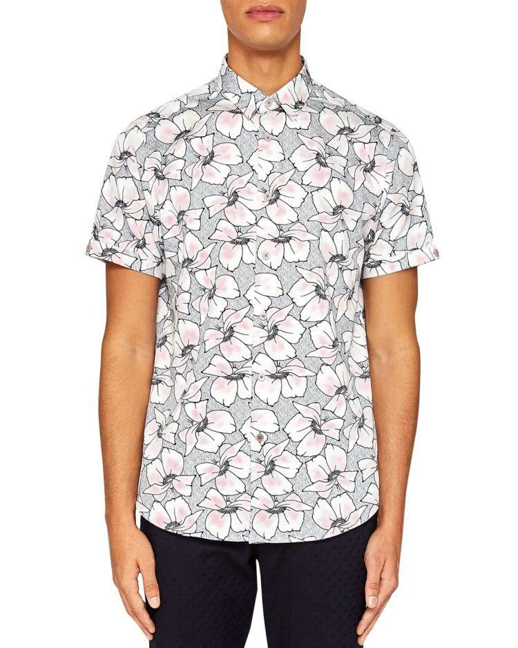 商品Ted Baker London|Bigflo Oversized Flower Print Regular Fit Button-Down Shirt,价格¥800,第1张图片