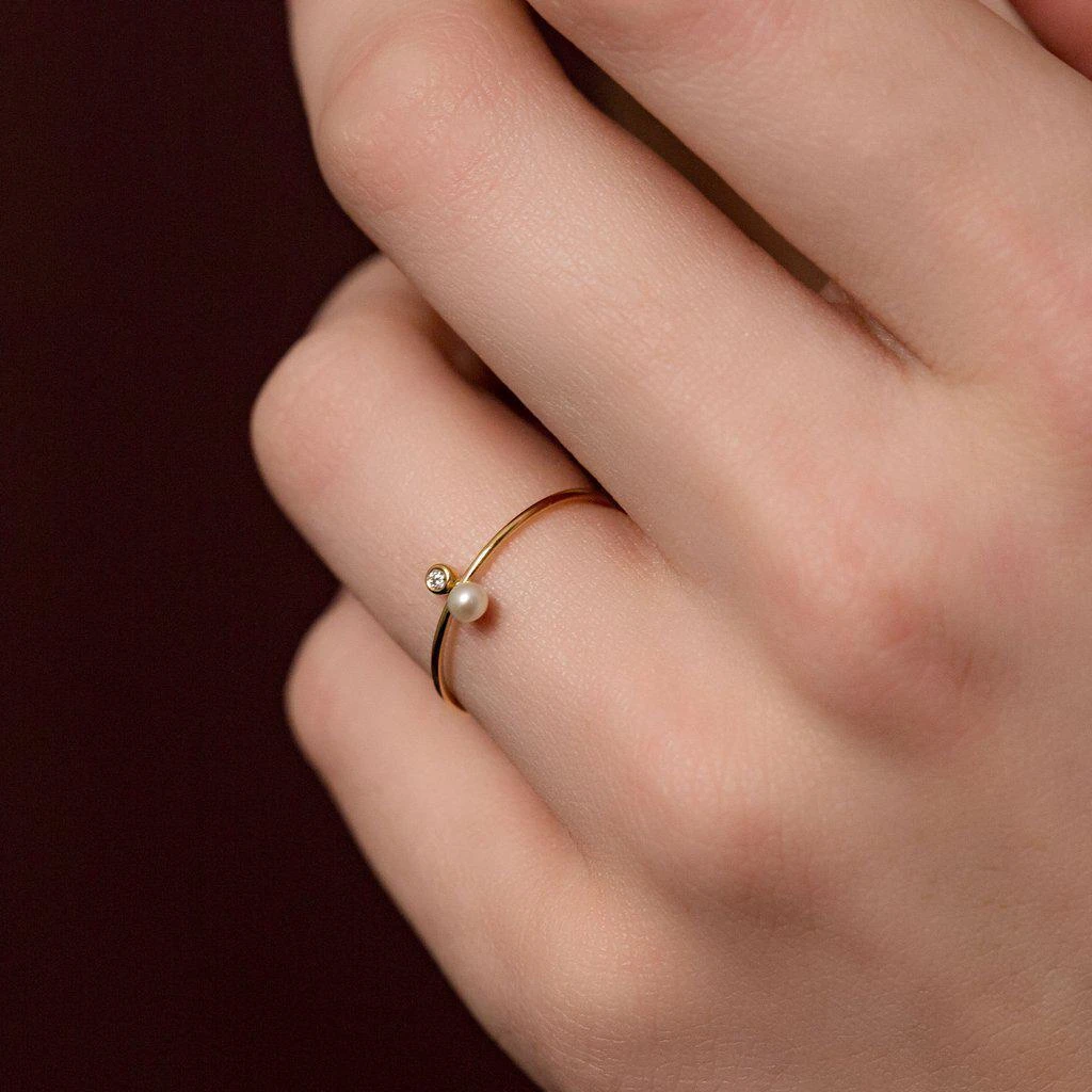 商品Ruifier|Yg astra moonlight akoya pearl & diamond ring (size 52),价格¥2575,第3张图片详细描述