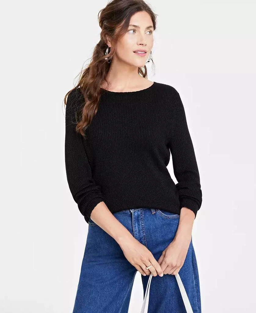 商品On 34th|Women's Bow-Back Metallic-Knit Sweater, Created for Macy's,价格¥111,第1张图片