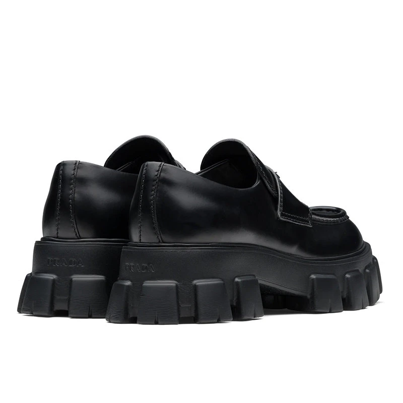 商品Prada|【预售3-7天】普拉达 Monolith系列 男士黑色亮面皮革乐福鞋2DE129_B4L_F0002,价格¥8010,第5张图片详细描述