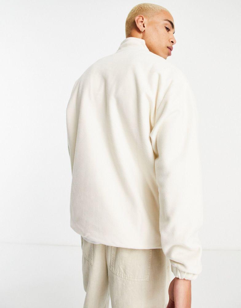 ASOS DESIGN oversized polar fleece sweatshirt with half zip in off-white商品第2张图片规格展示