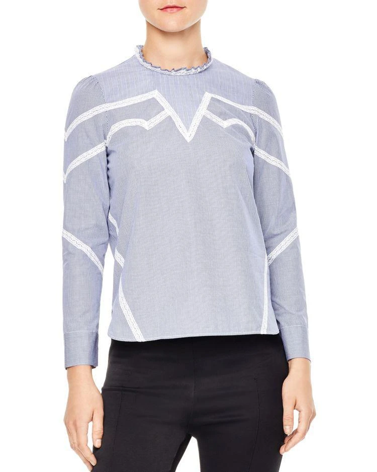 商品Sandro|Suzan Lace-Inset Cotton Top,价格¥1444,第1张图片