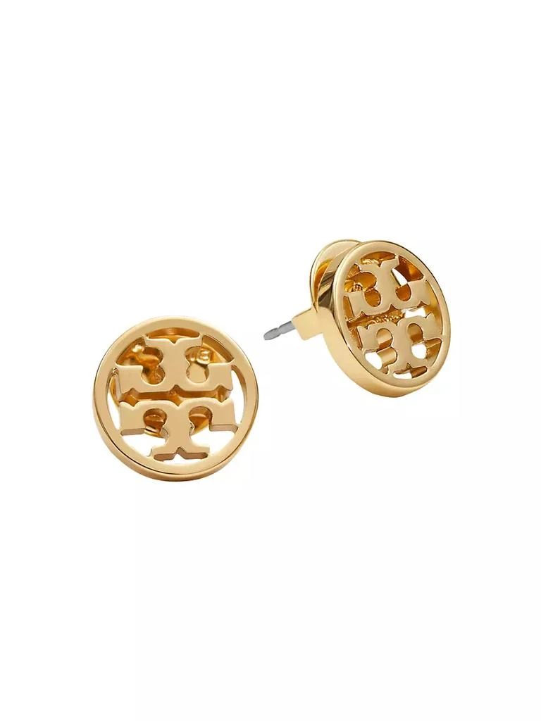 商品Tory Burch|16K Yellow-Gold-Plated Logo Circle Stud Earrings,价格¥600,第1张图片