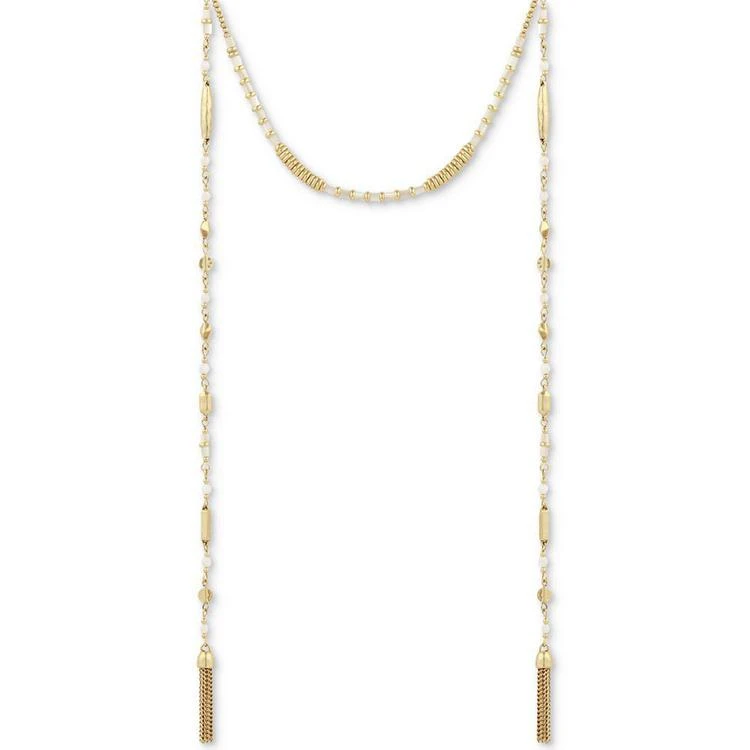 商品Lucky Brand|Gold-Tone White Bead Chain Tassel Choker Necklace,价格¥348,第1张图片