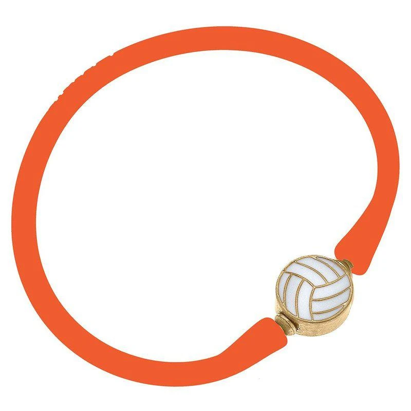 商品Canvas Style|Enamel Volleyball Silicone Bali Bracelet In Orange,价格¥213,第1张图片