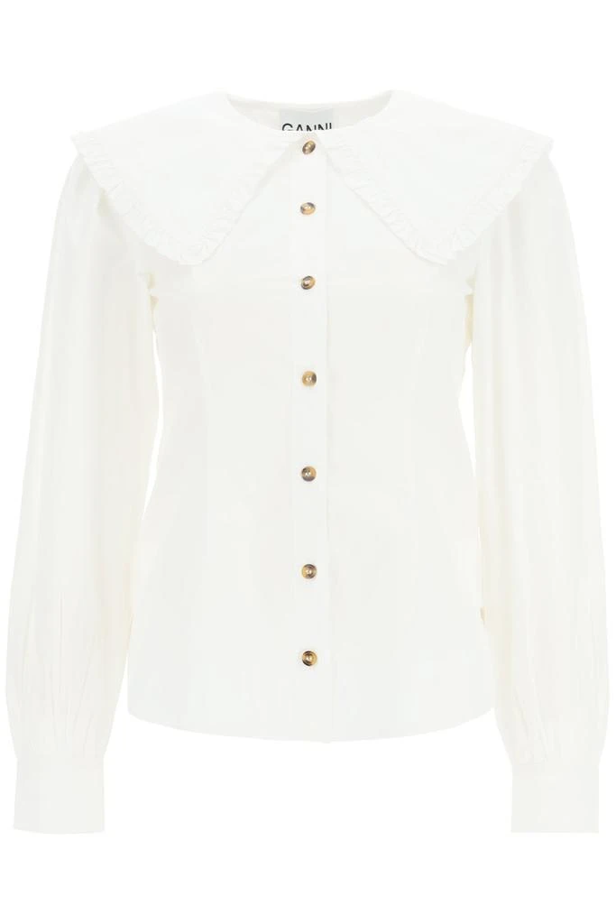 商品Ganni|Ganni Ruffled Poplin Shirt,价格¥829,第1张图片