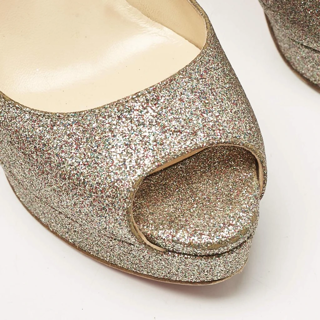 Christian Louboutin Gold Glitter Lady Peep Toe Platform Pumps Size 38.5 商品