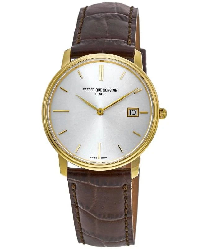 商品Frederique Constant|Frederique Constant Slimline Yellow Gold Tone Case Leather Strap Men's Watch FC-220NV4S5,价格¥2313,第1张图片