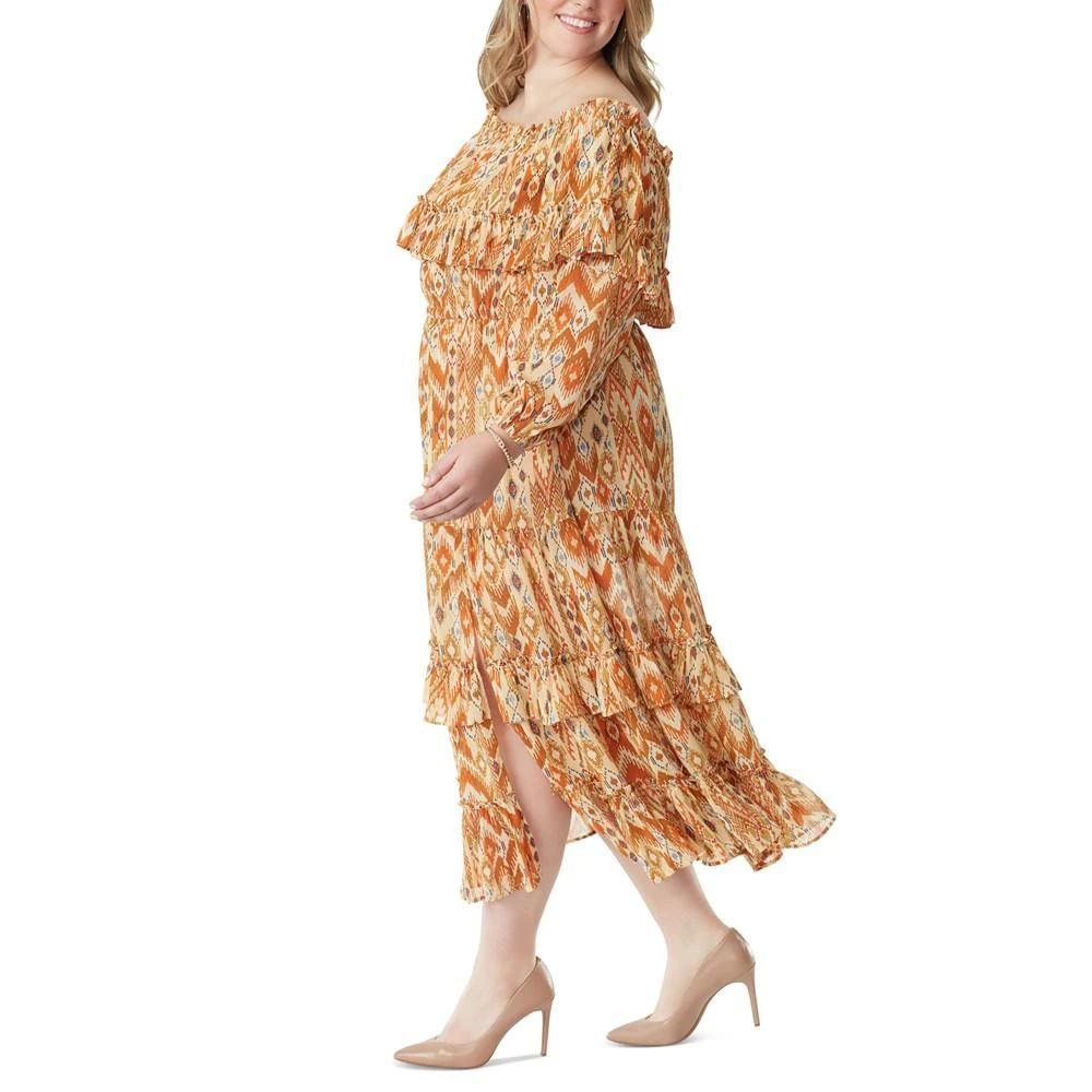 商品Jessica Simpson|Plus Size Printed Merisa Ruffled Tiered Slit-Front Dress,价格¥825,第3张图片详细描述