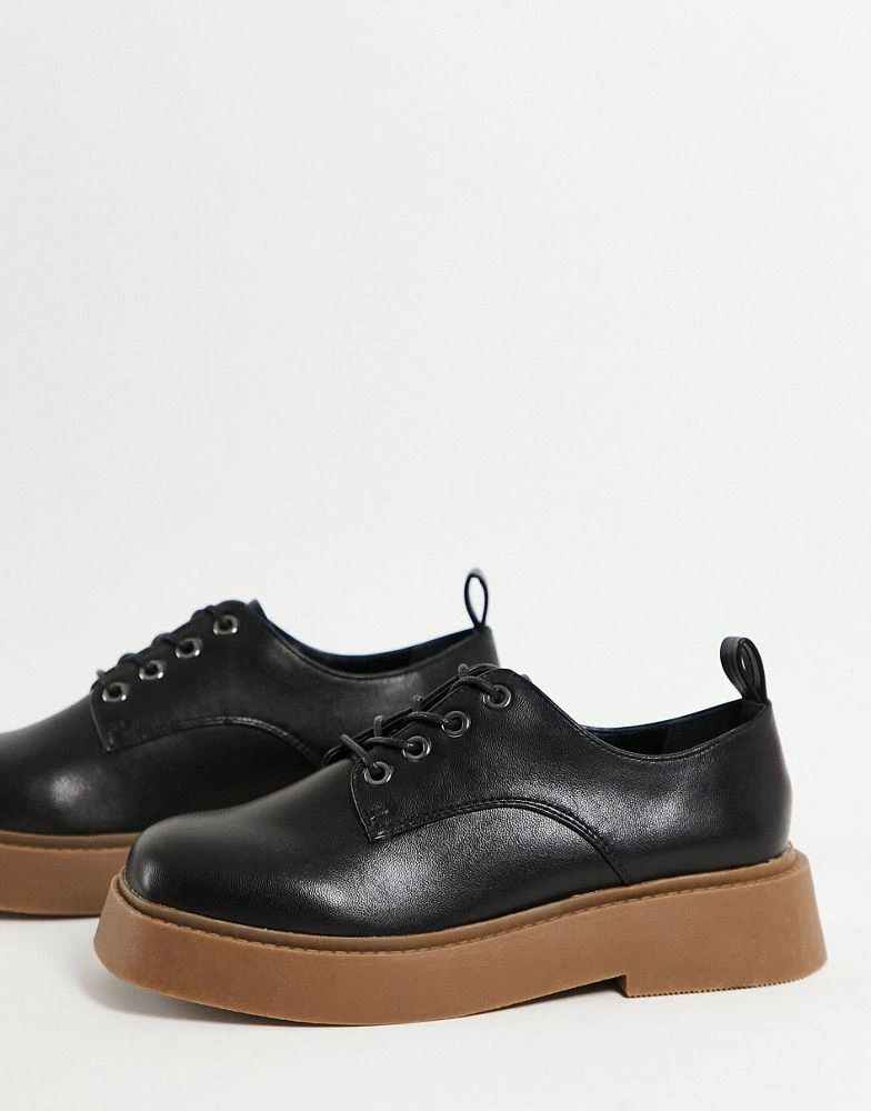 商品ASOS|ASOS DESIGN Martial chunky lace up flat shoes in black,价格¥177,第4张图片详细描述