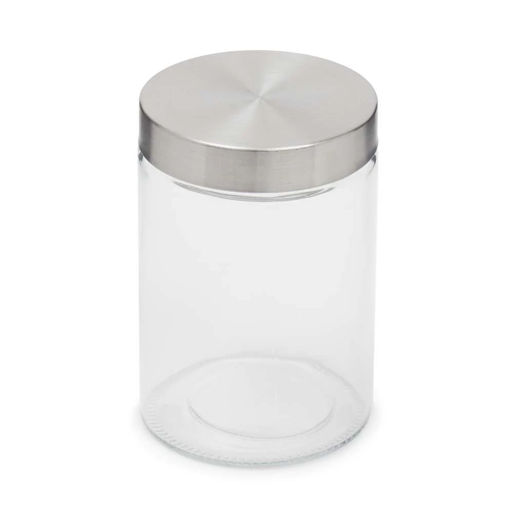 商品Home Basics|Home Basics Medium 40 oz. Round Glass Canister with Air-Tight Stainless Steel Twist Top Lid, Clear,价格¥103,第1张图片