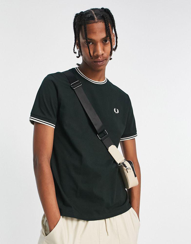 Fred Perry twin tipped ringer t-shirt in green商品第1张图片规格展示