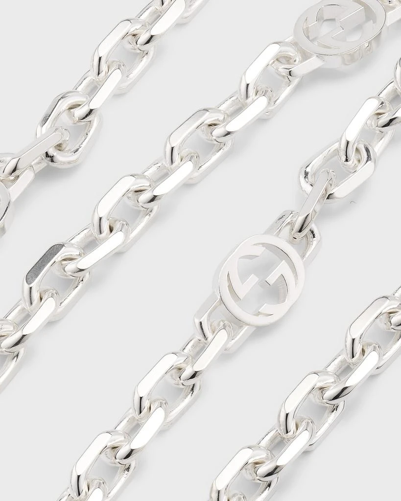 商品Gucci|Men's Sterling Silver Interlocking G Link Necklace,价格¥4679,第3张图片详细描述