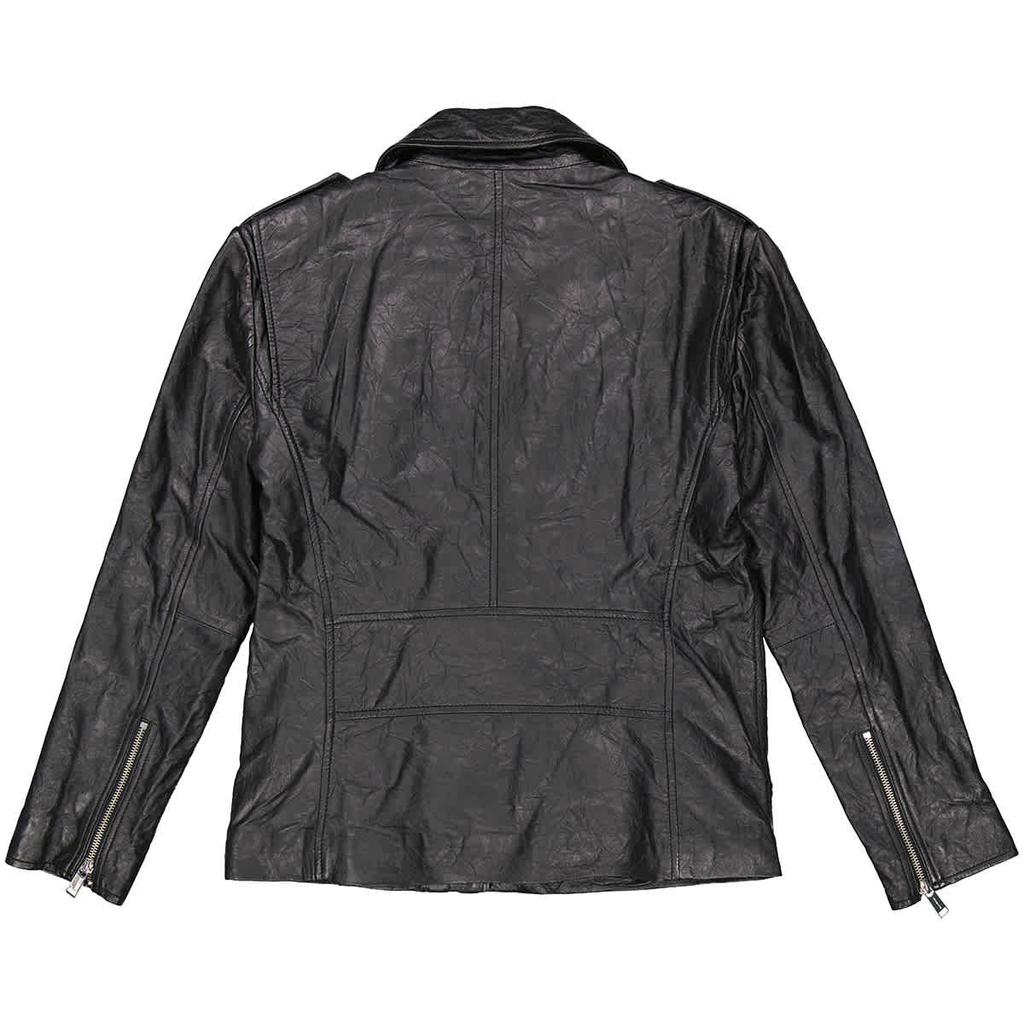 Michael Kors Ladies Crinkled Leather Moto Jacket in Black, Size Small商品第2张图片规格展示