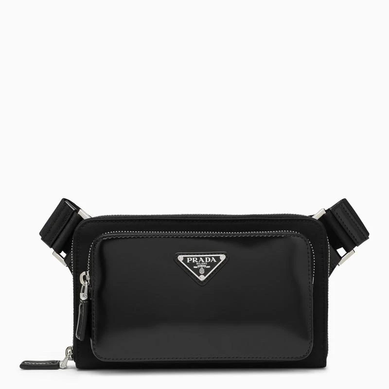 商品Prada|Black leather shoulder bag,价格¥11966,第1张图片